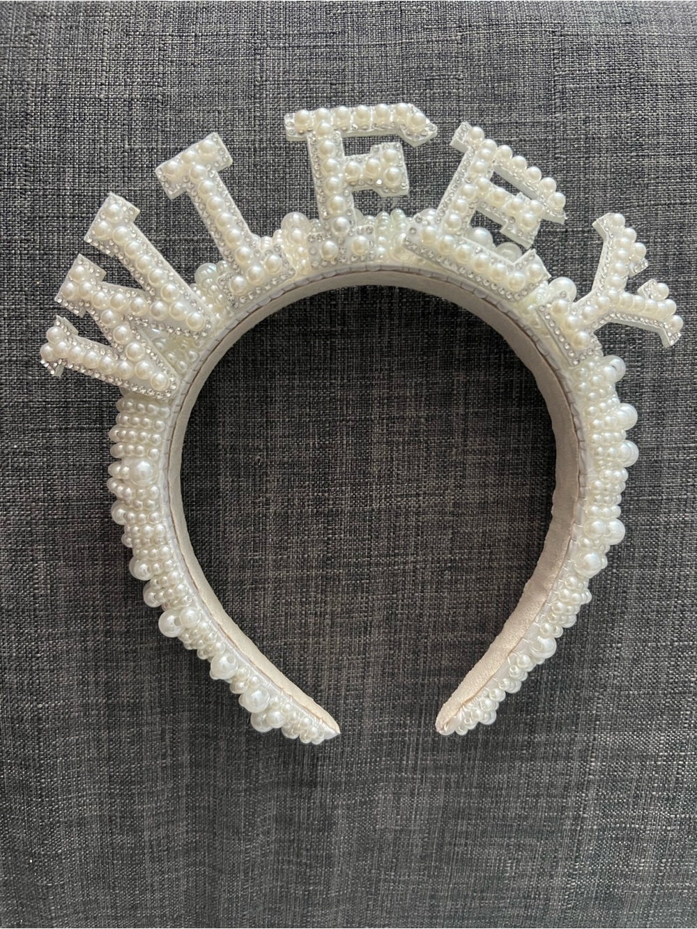 Pearl 'Wifey' Statement Headband - Ivory